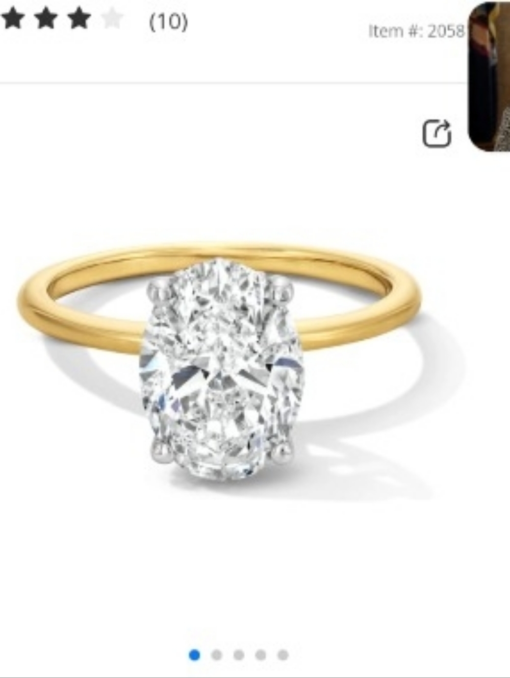 14K Yellow & White Gold Oval Lab-Created Diamond Ring. I Am Selling On Ebay